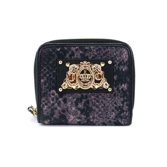 NEW Juicy Couture Wild Things Snake Print Zip Around Wallet Black - Picture 1 of 7